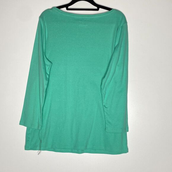 New Talbots Pima Cotton Three Quarter Sleeve Bateau Neck Tee Women's Size Large - Picture 5 of 6